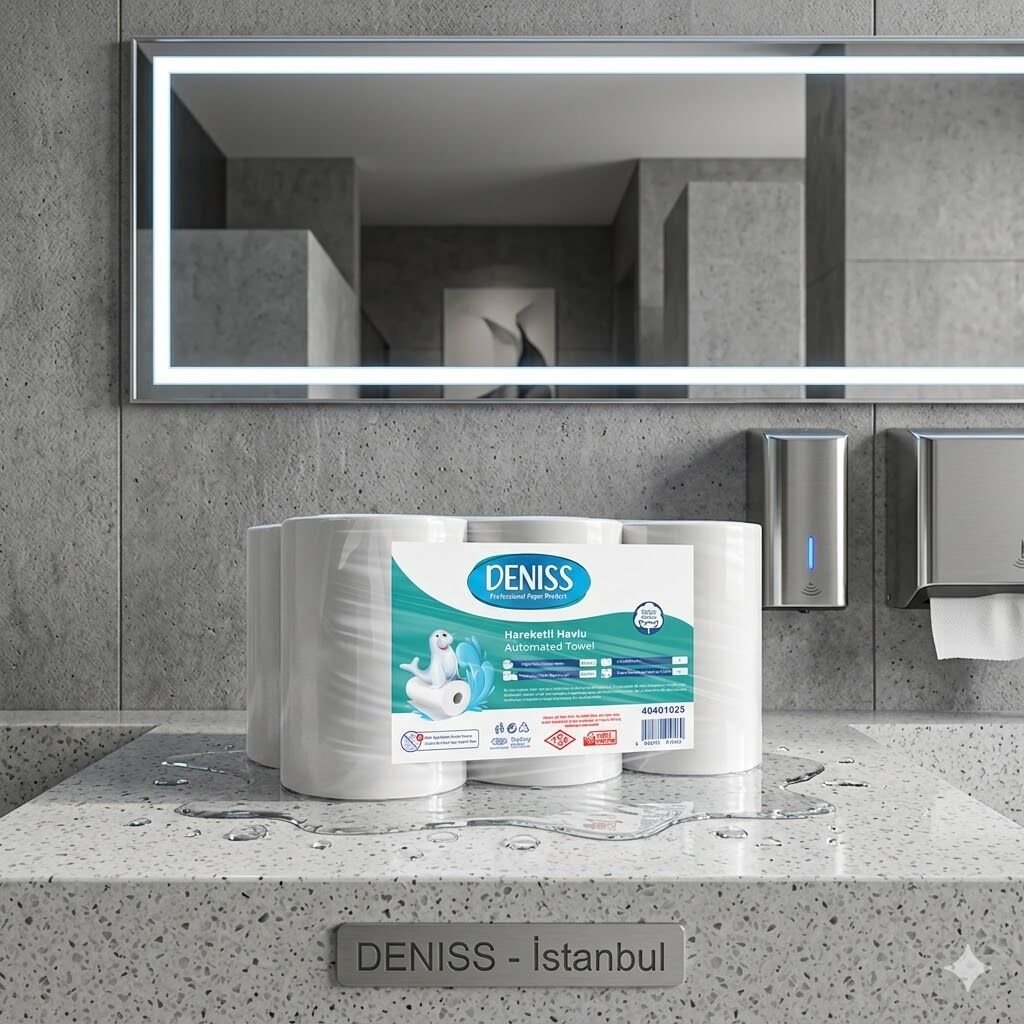 Deniss Eko Sensörlü Dispenser Hareketli Havlu 2 Kat 6 Rulo 2,5 Kg 41 Metre