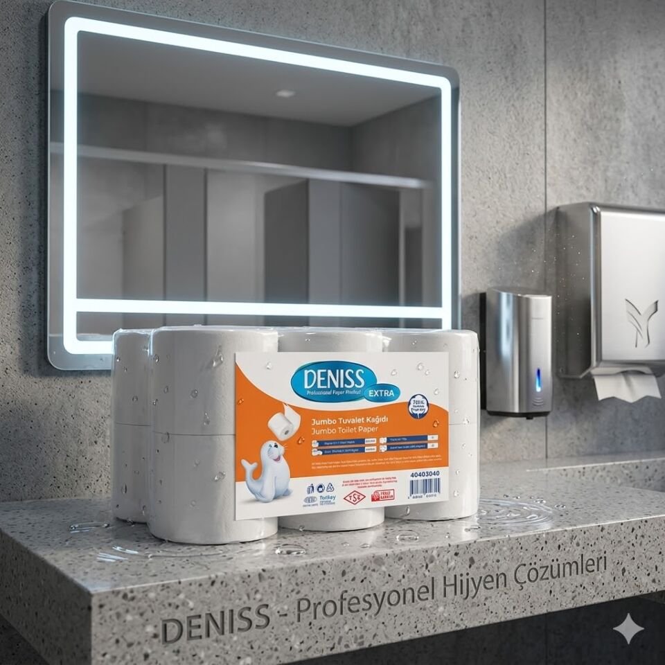Deniss Extra Jumbo Tuvalet Kağıdı 2 Kat 12 Rulo 4 Kg  409 Yaprak 92 Metre