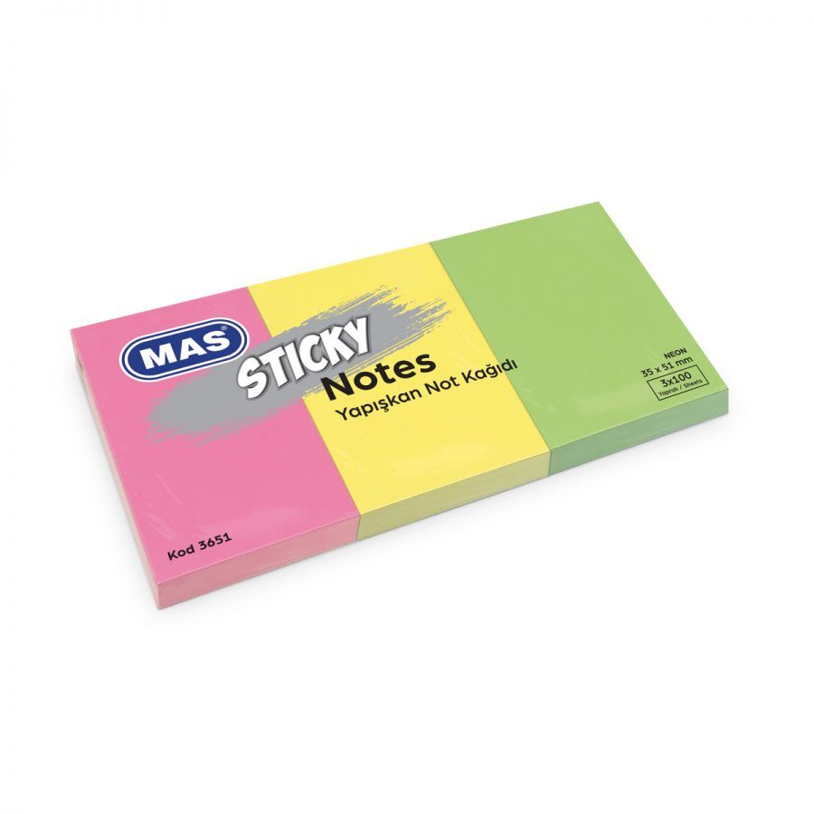 Mas 3651 Neon Not Kağıdı 3 Renk 35*51 mm