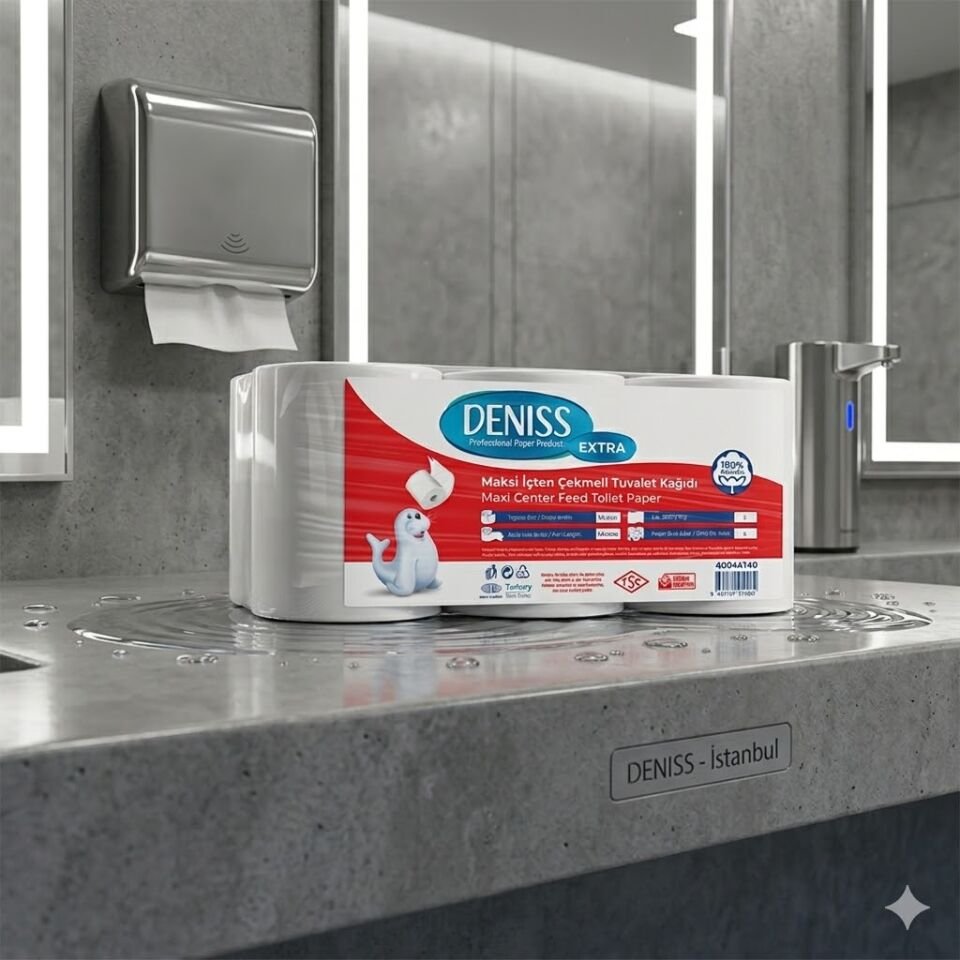 Deniss Extra Maksi İçten Çekmeli Tuvalet Kağıdı 2 Katlı 12 Rulo ( 4 Kg - 622 Yaprak - 140 Metre )
