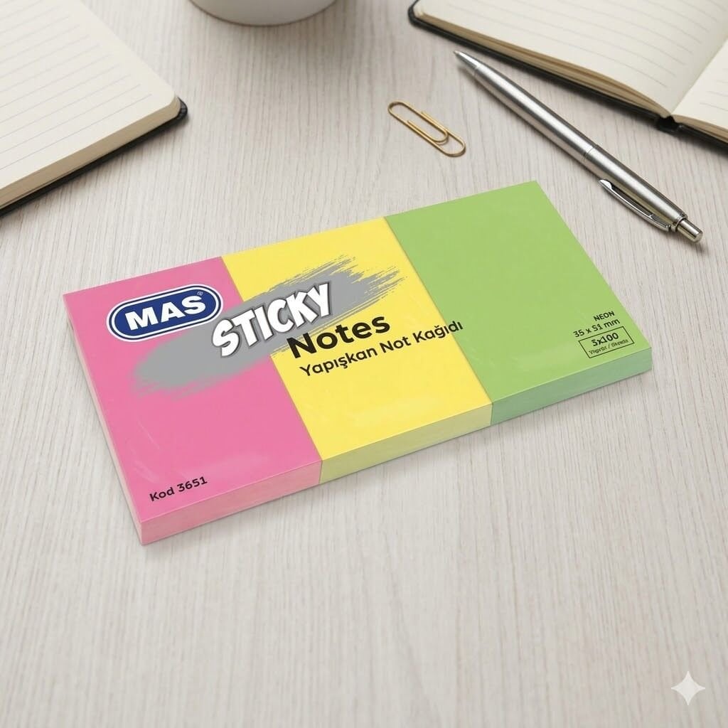 Mas 3651 Neon Not Kağıdı 3 Renk 35*51 mm