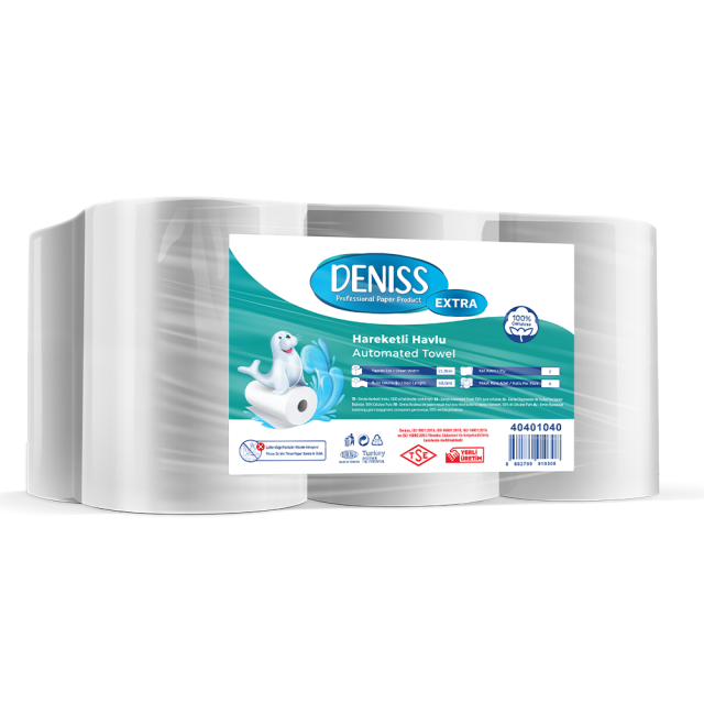 Deniss Extra Sensörlü Dispenser Hareketli Havlu 2 Katlı 6 Rulo 4 Kg 68 Metre