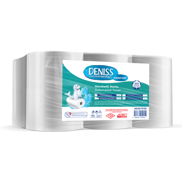 Deniss Standart Sensörlü Dispenser Hareketli Havlu 2 Katlı 6 Rulo 3 Kg 51 Metre