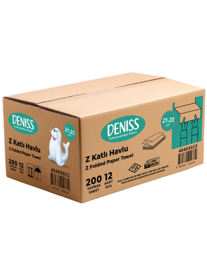 Deniss Z Katlama Havlu 200 lü  21*23 cm ( 200*12 ) 4,3 Kg