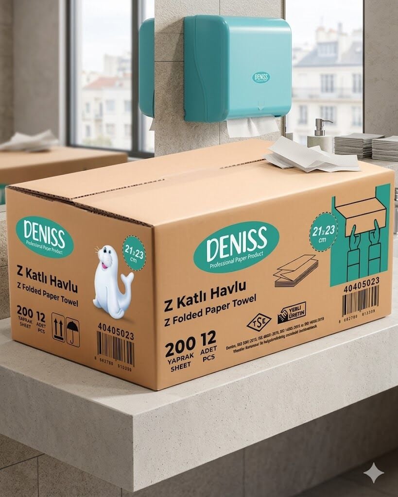 Deniss Z Katlama Havlu 200 Lü  21*23 Cm ( 200*12 ) 4,3 Kg