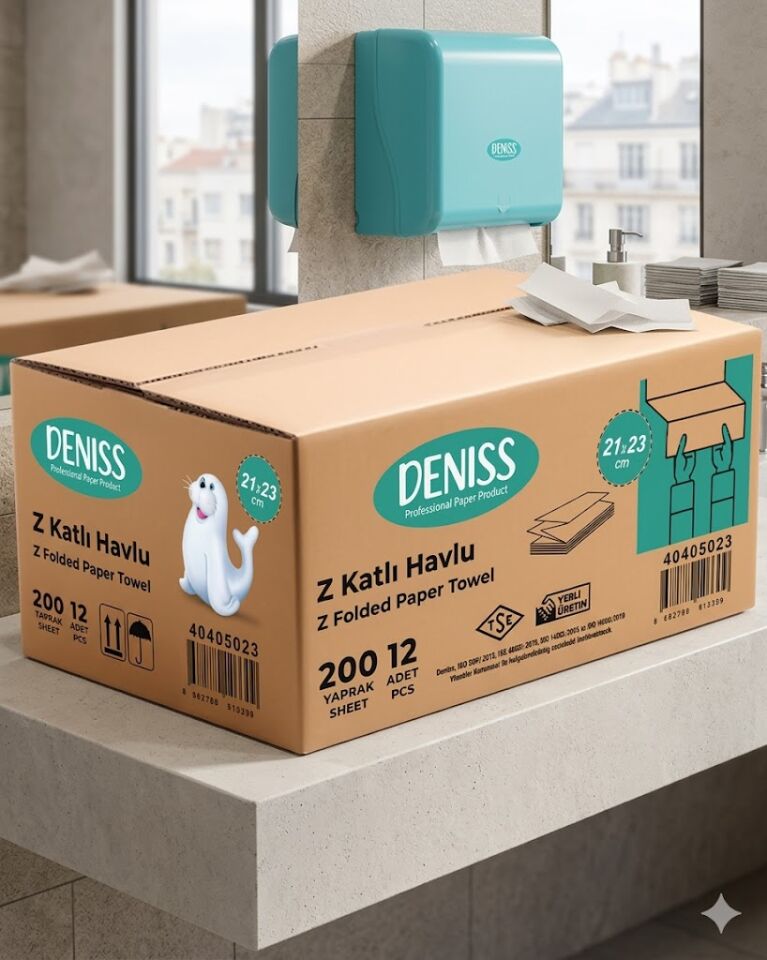 Deniss Z Katlama Havlu 200 Lü  21*23 Cm ( 200*12 ) 4,3 Kg