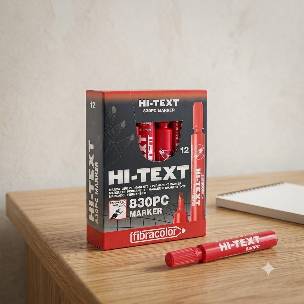 Hitex Marker Kesik Uç Çuval Kalemi Kırmızı 12 Li
