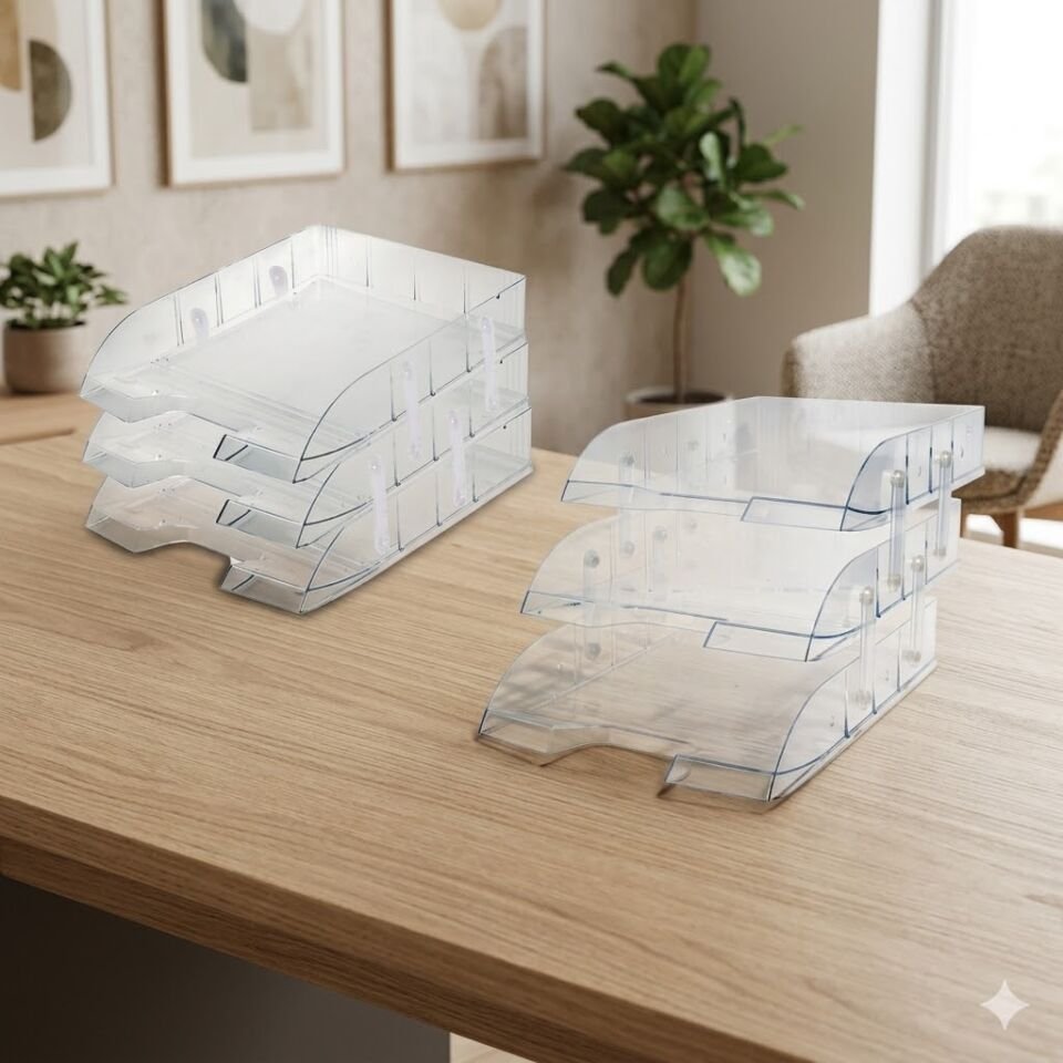 Mas Mafsallı 3 Katlı  Evrak Rafı Şeffaf Kod:829