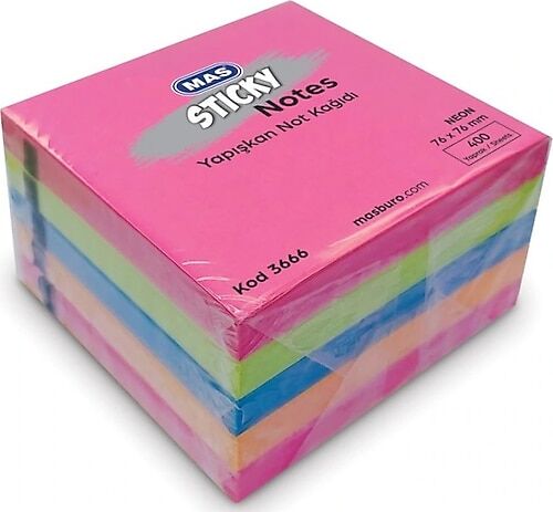 Mas Renkli Yapıkan Not Kağıdı 76*76 Mm Kod:3666 Post-İt