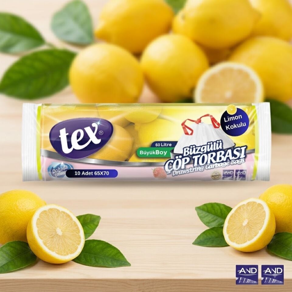 Tex Çöp Poşet Büzgülü Büyük Limon Kokulu 65*70 25 Rulo