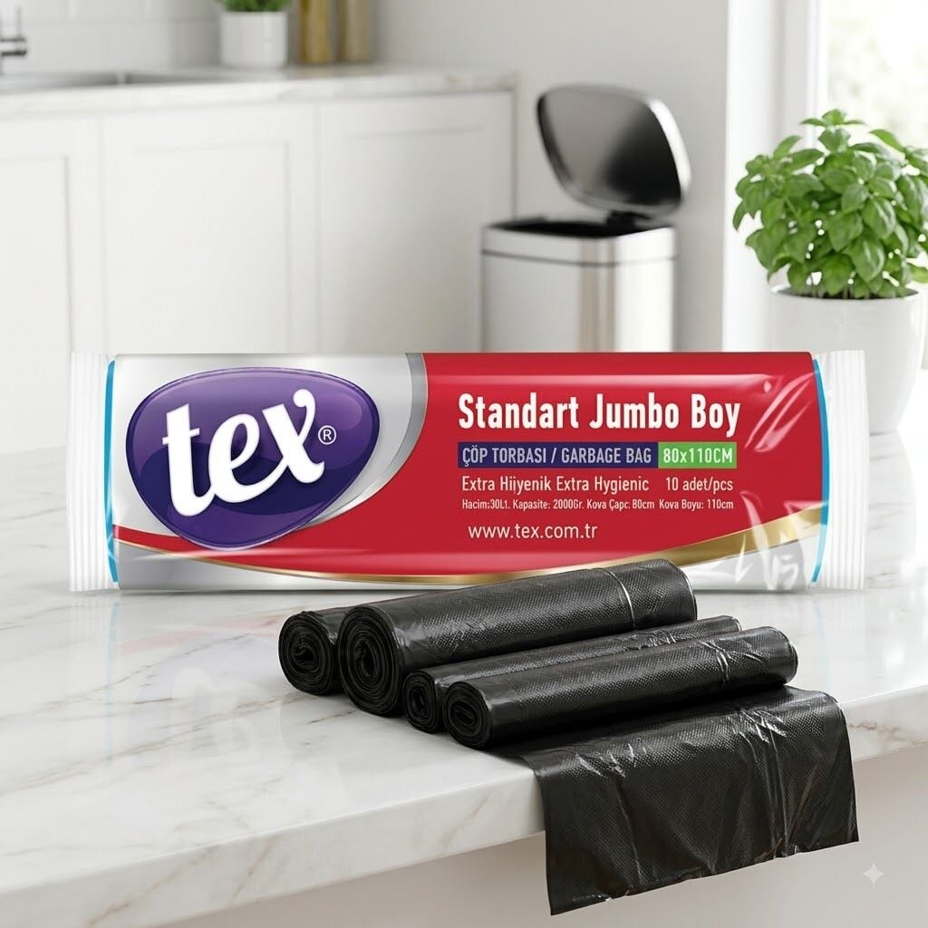 Tex Jumbo Boy Çöp Torbası Mavi 80X110 Cm 25 Rulo