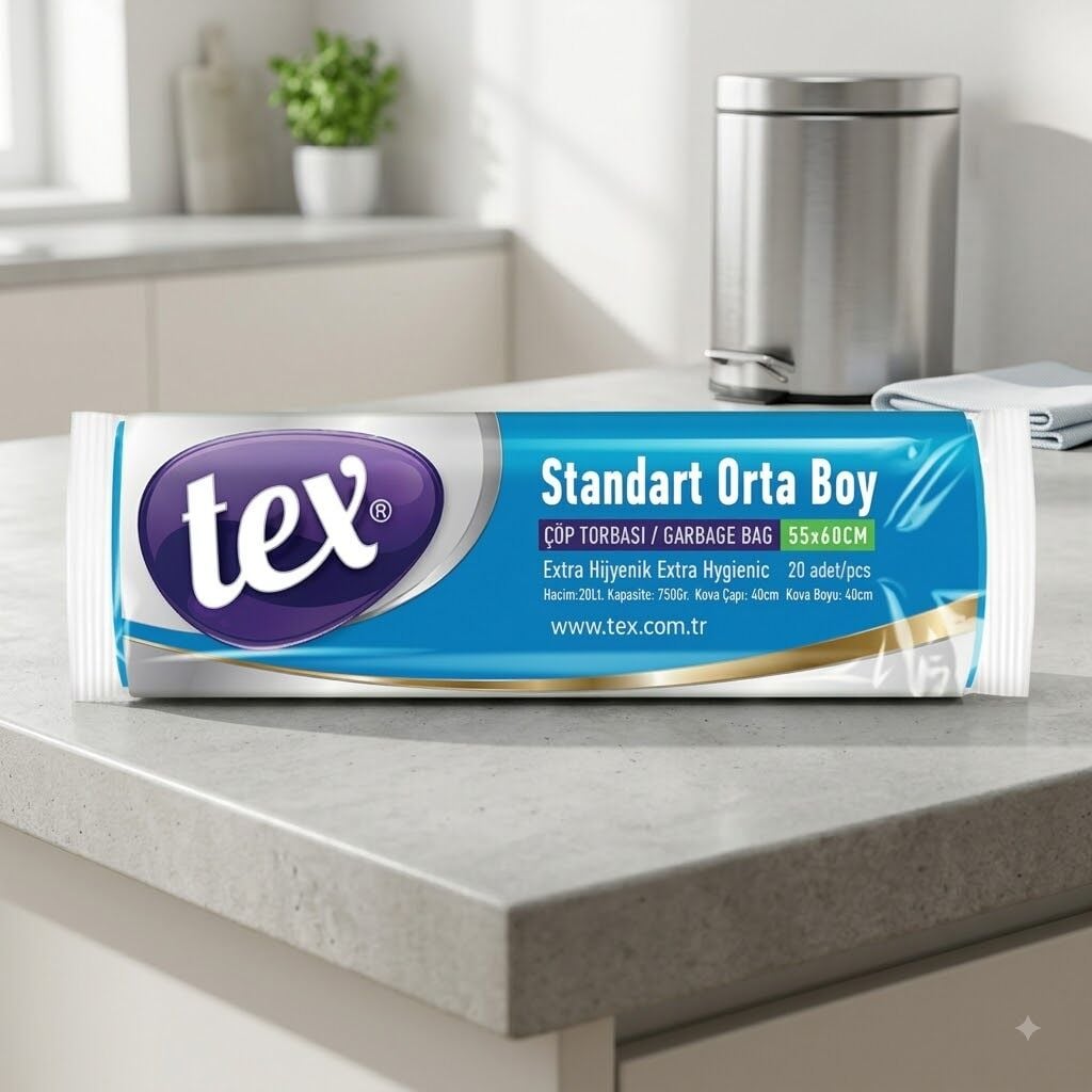 Tex Orta Boy Çöp Torbası Mavi 55X60 50 Rulo