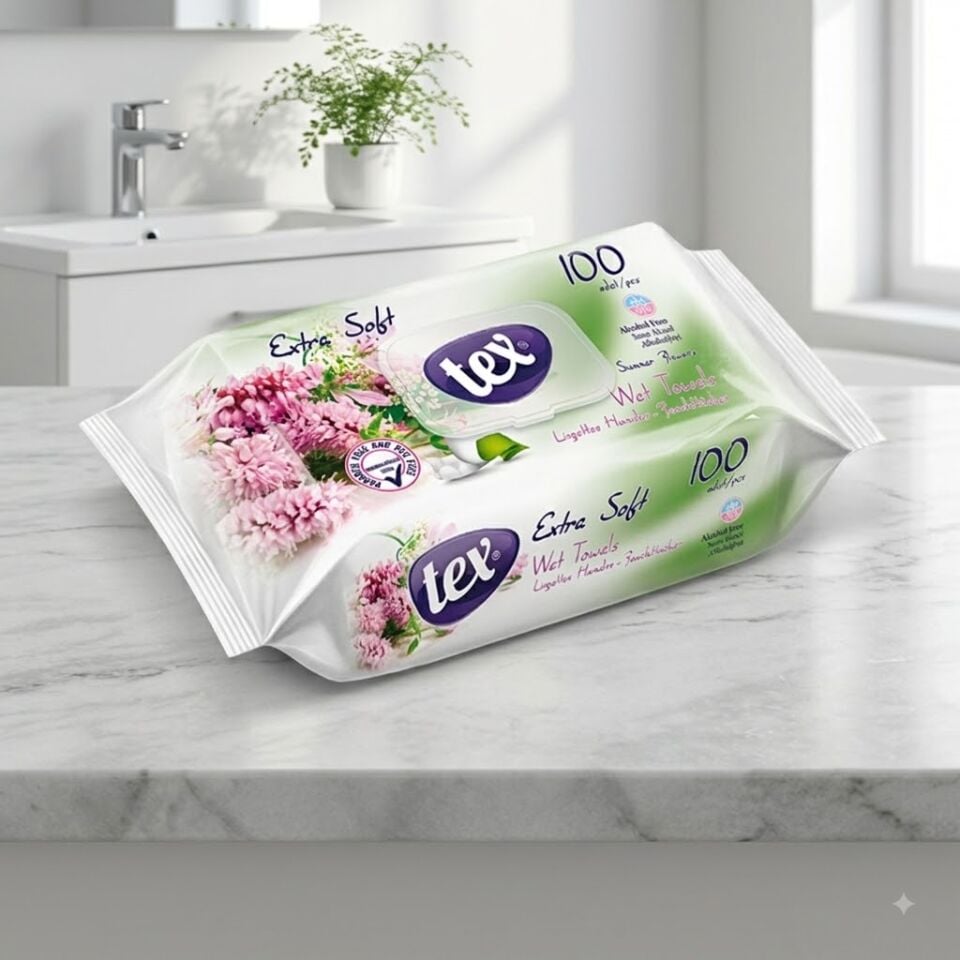 Tex Baby Islak Havlu 100'Lü Yaz Çiçeği 24 Paket