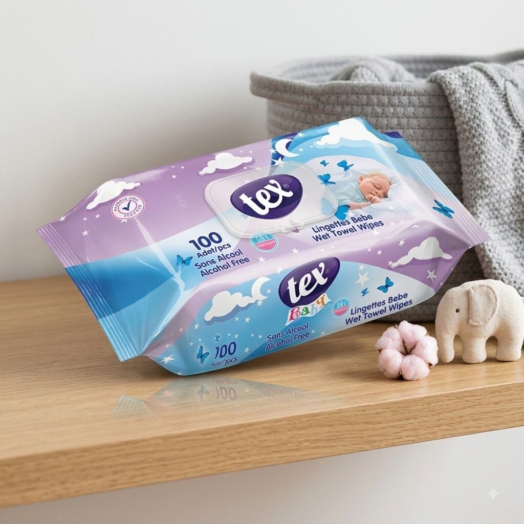 Tex Baby Islak Havlu 100'Lü Kapaklı Mor 24 Paket