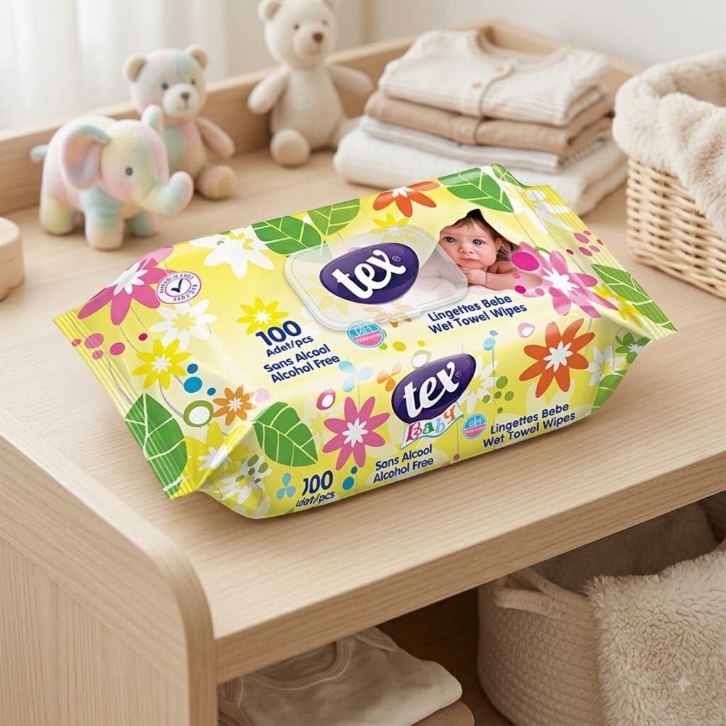 Tex Baby Islak Havlu 100'Lü Kapaklı Sarı 24 Paket