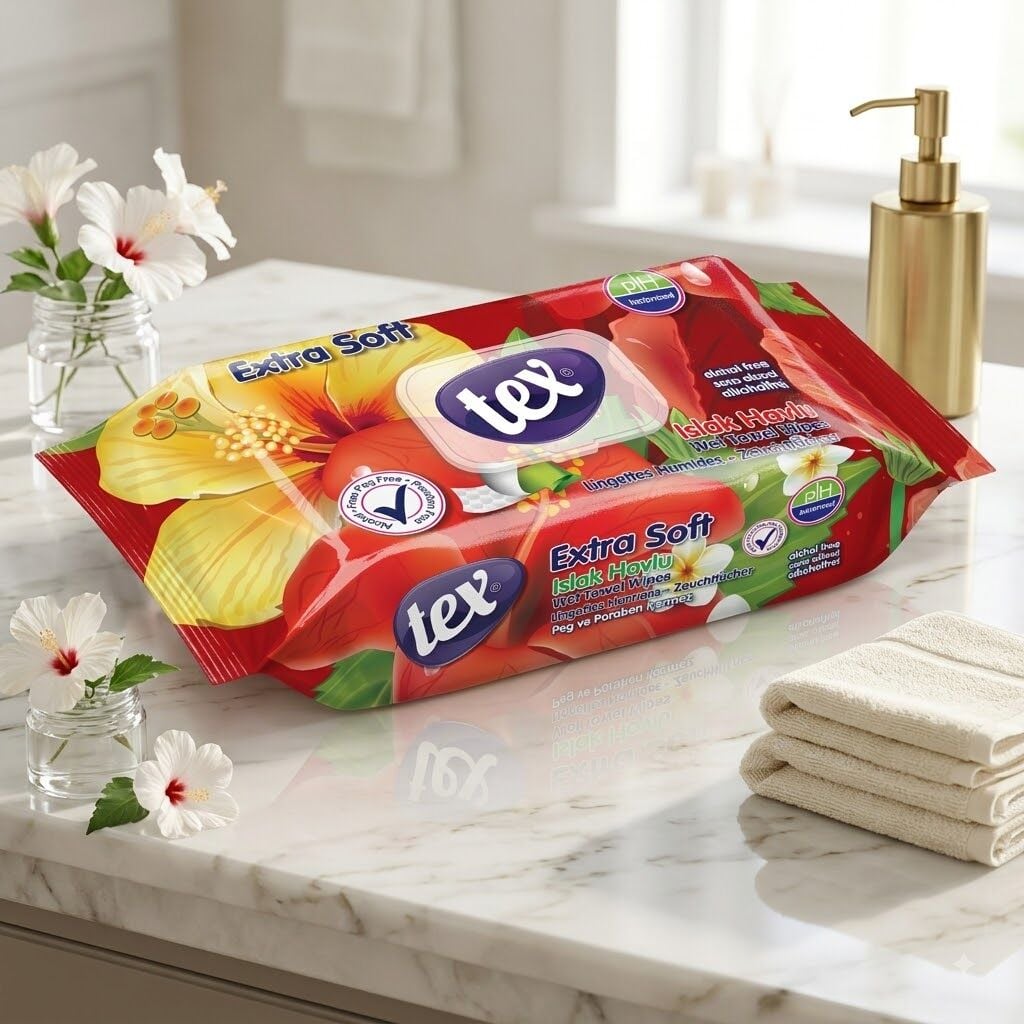 Tex Soft Islak Havlu 70'Li  Kapaklı 24 Paket