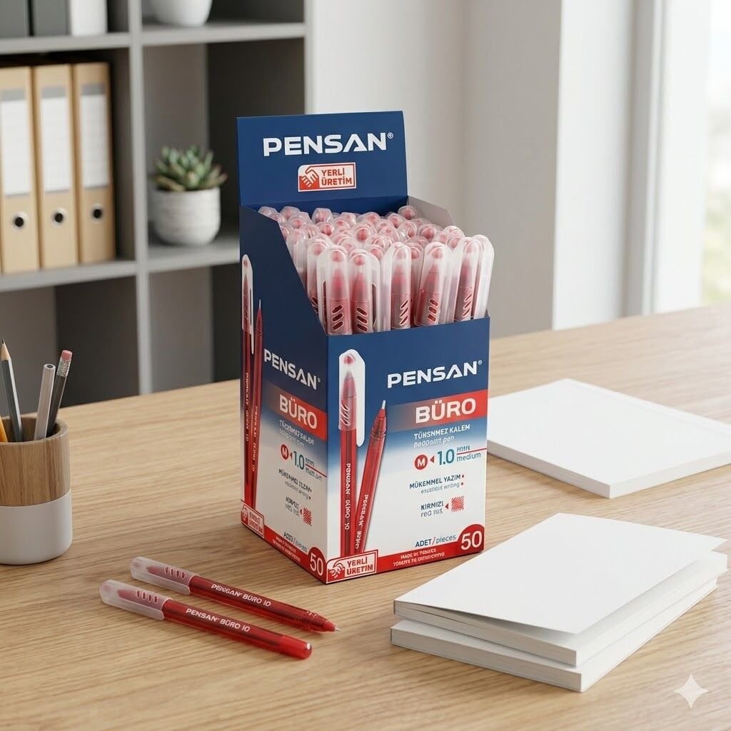 Pensan 2270 Büro Tükenmez Kalem Kırmızı 50 Adet