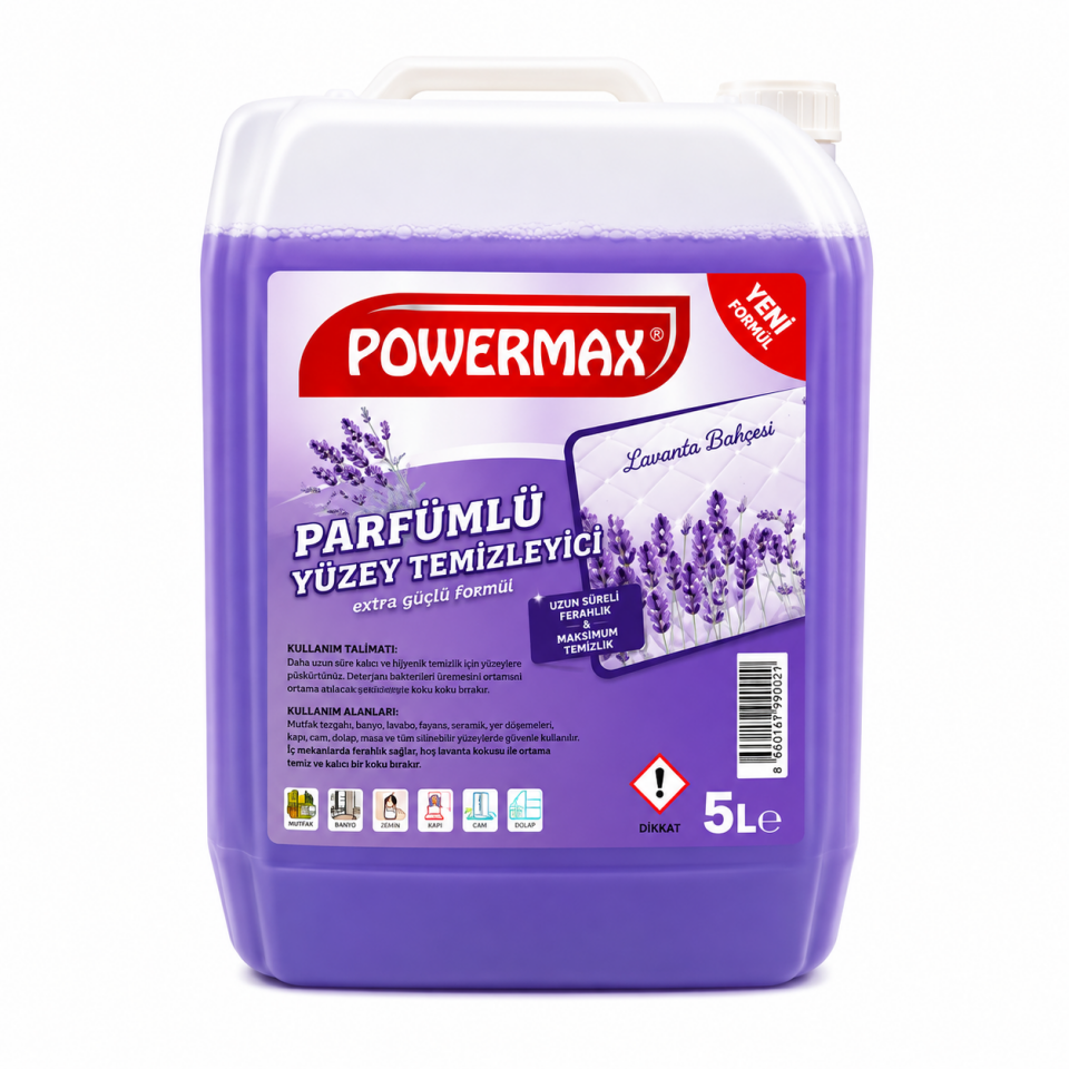 Powermax Parfümlü Yüzey Temizleyici Pembe Çicek*Lavanta 5 Lt 4 Adet