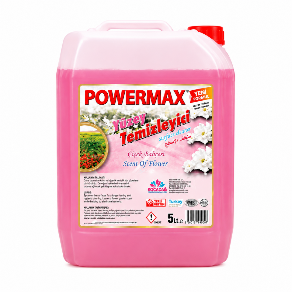 Powermax Parfümlü Yüzey Temizleyici Pembe Çicek*Lavanta 5 Lt 4 Adet
