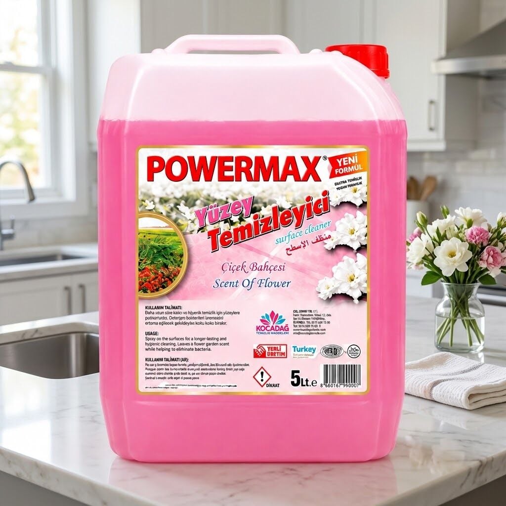 Powermax Parfümlü Yüzey Temizleyici Pembe Çicek*Lavanta 5 Lt 4 Adet