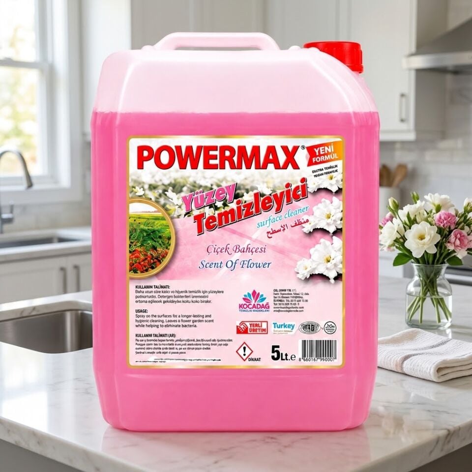 Powermax Parfümlü Yüzey Temizleyici Pembe Çicek*Lavanta 5 Lt 4 Adet