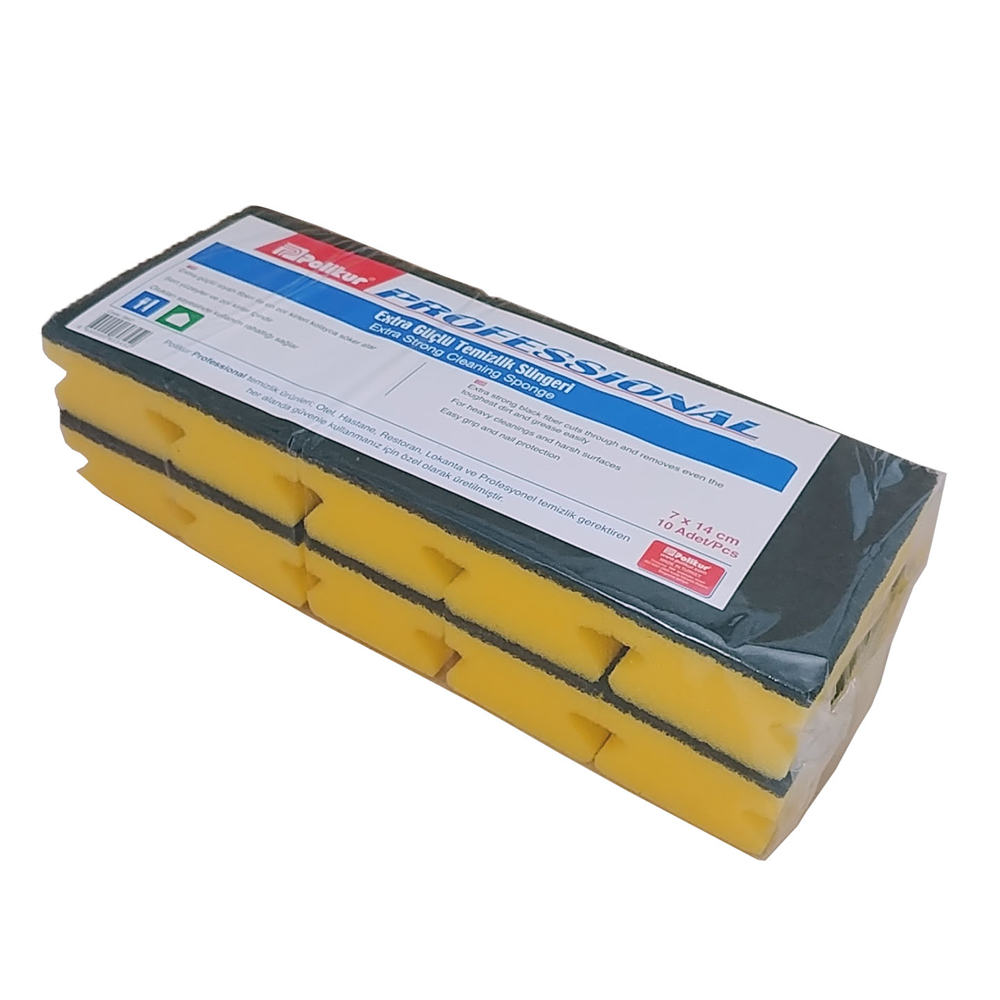 Polikur Profesyonel  Oluklu Bulaşık Süngeri  7*14 cm 10 lu