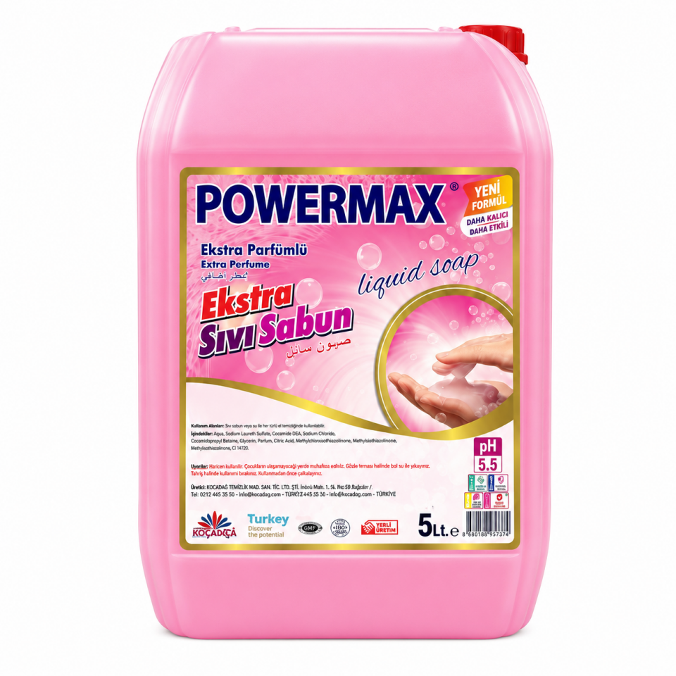 Powermax Sıvı El Sabunu Pembe*Beyaz Renk 5 Kg 4 Adet