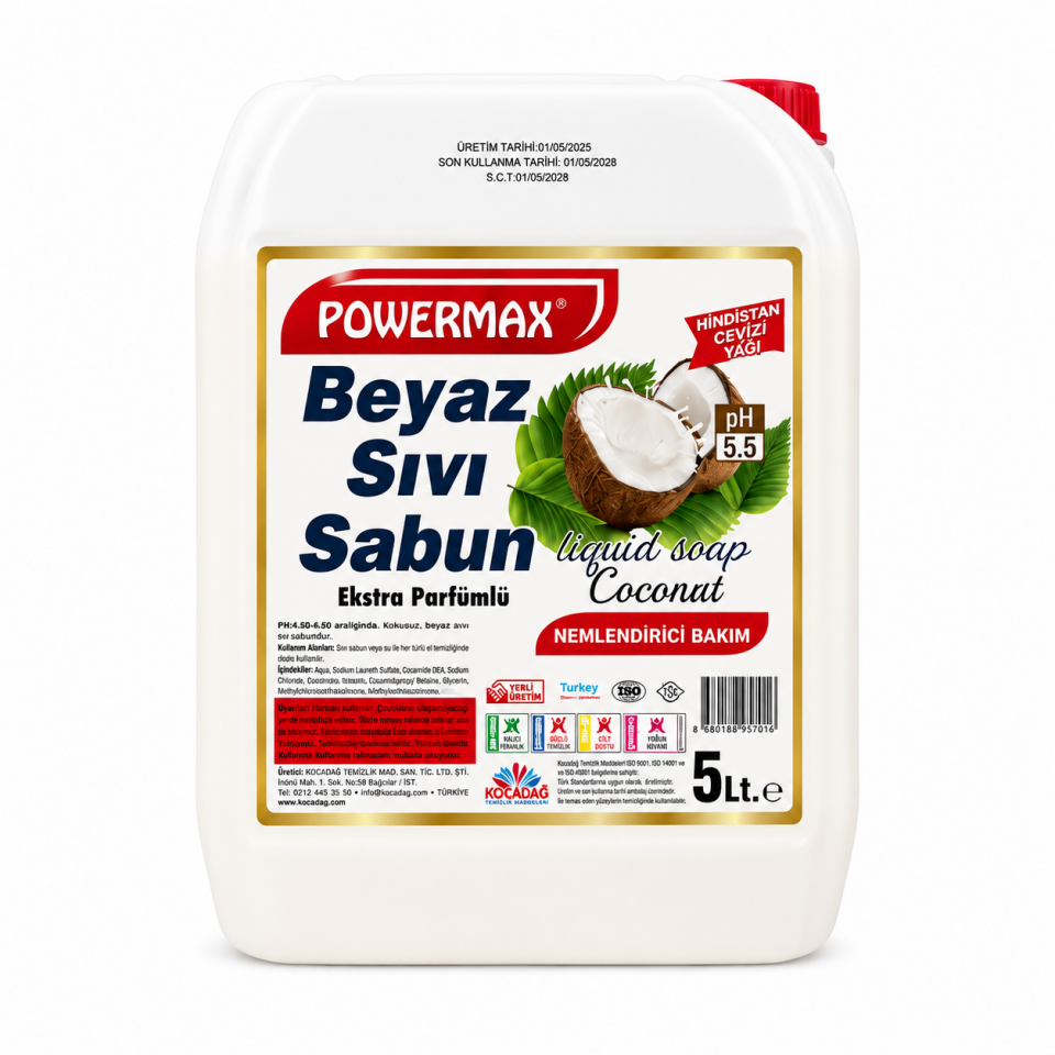 Powermax Sıvı El Sabunu Pembe*Beyaz Renk 5 Kg 4 Adet