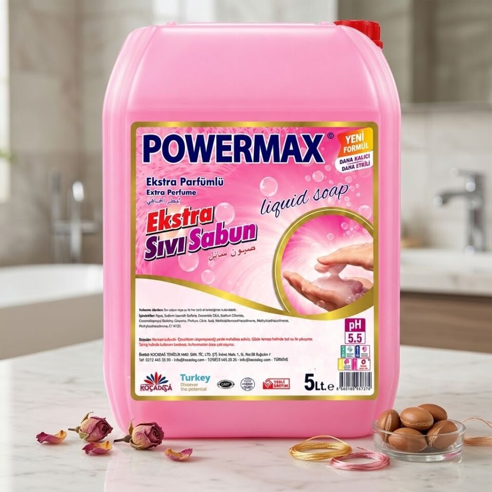 Powermax Sıvı El Sabunu Pembe*Beyaz Renk 5 Kg 4 Adet