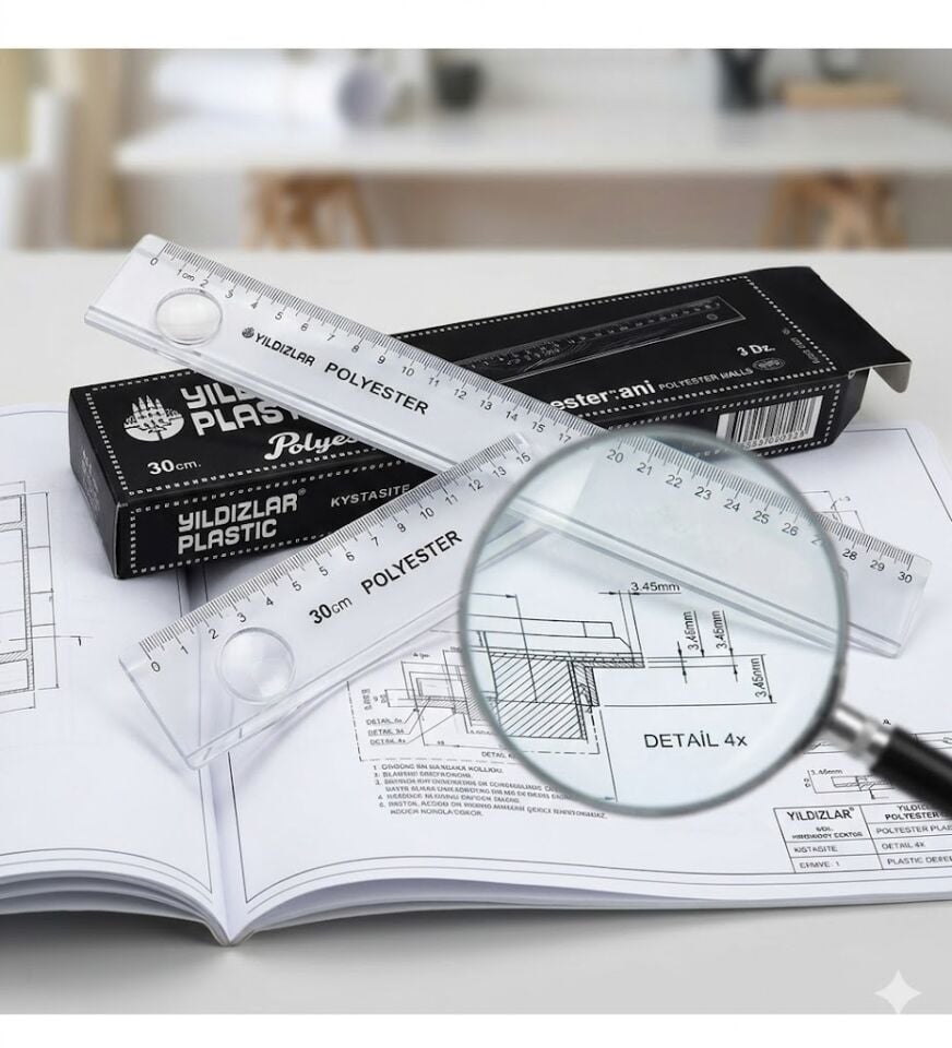 Yıldızlar Mercekli Cetvel 30 Cm