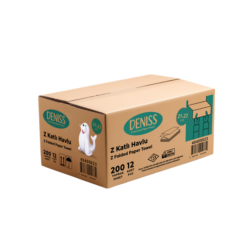Deniss Z Katlama Havlu 200 lü  23*24 cm ( 200*12 ) 5,3 Kg