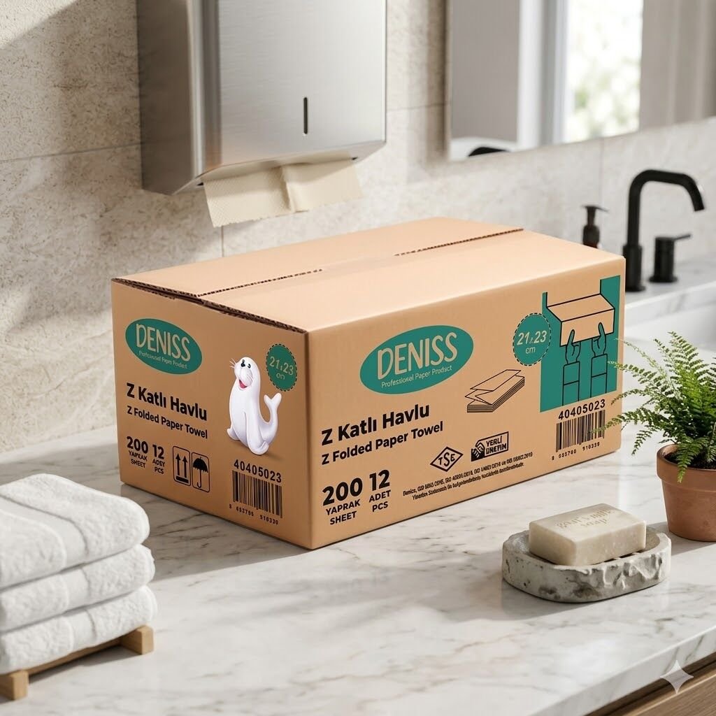 Deniss Z Katlama Havlu 200 lü  23*24 cm ( 200*12 ) 5,3 Kg