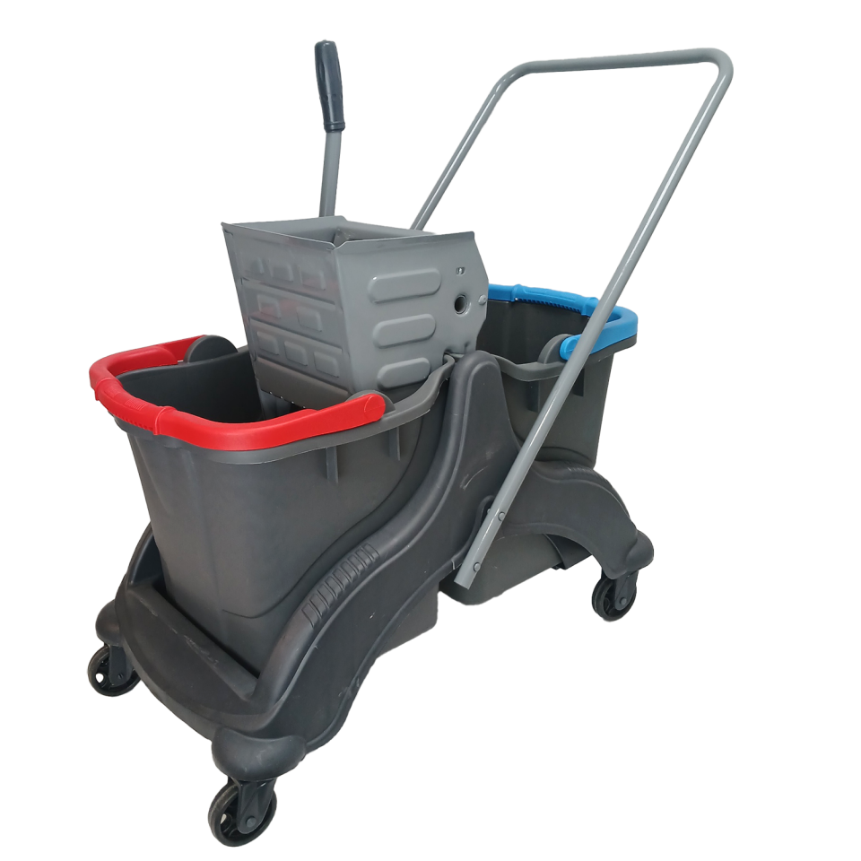 Tetra Plastik Set Temizlik Arabası Metal Presli , (Mp791)  Tetra Kovalı (Skt797) Sepetsiz , Plastik Tekerli Kolisiz 2X25 Lt