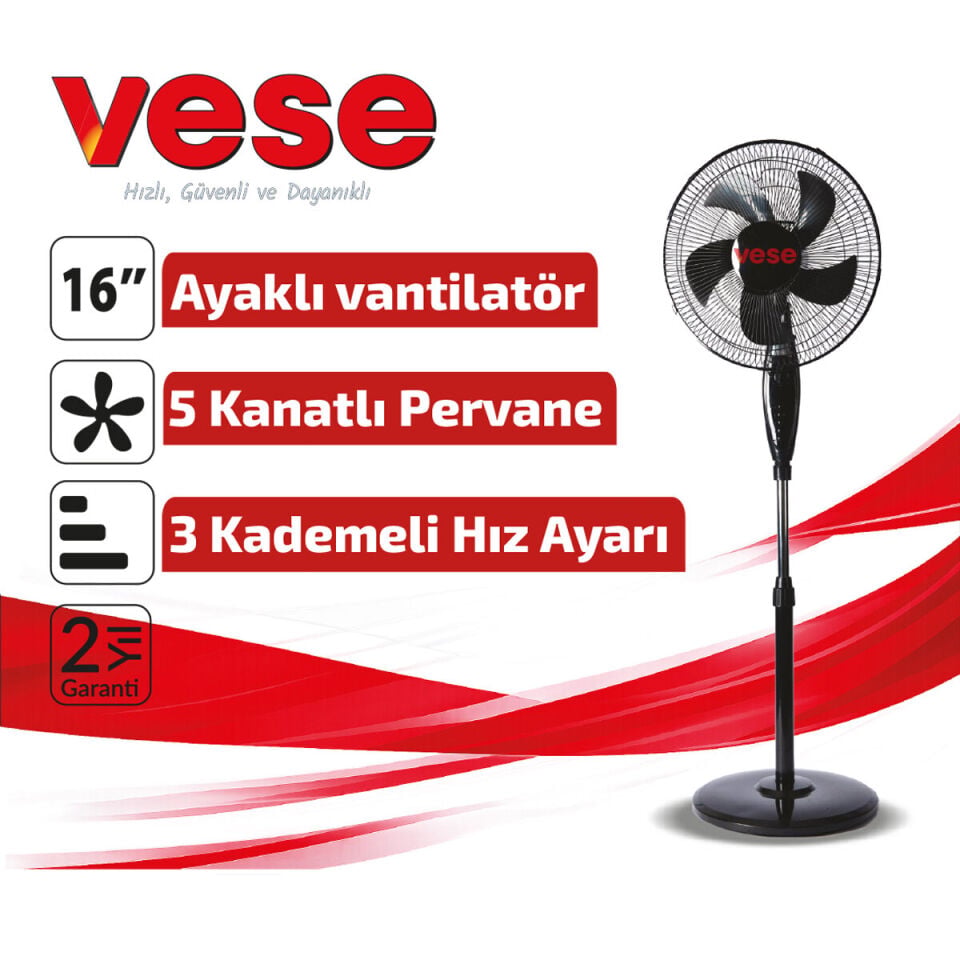 Vese Vnt-004 16 İnç Ev Tipi Ayaklı Vantilatör 45 W
