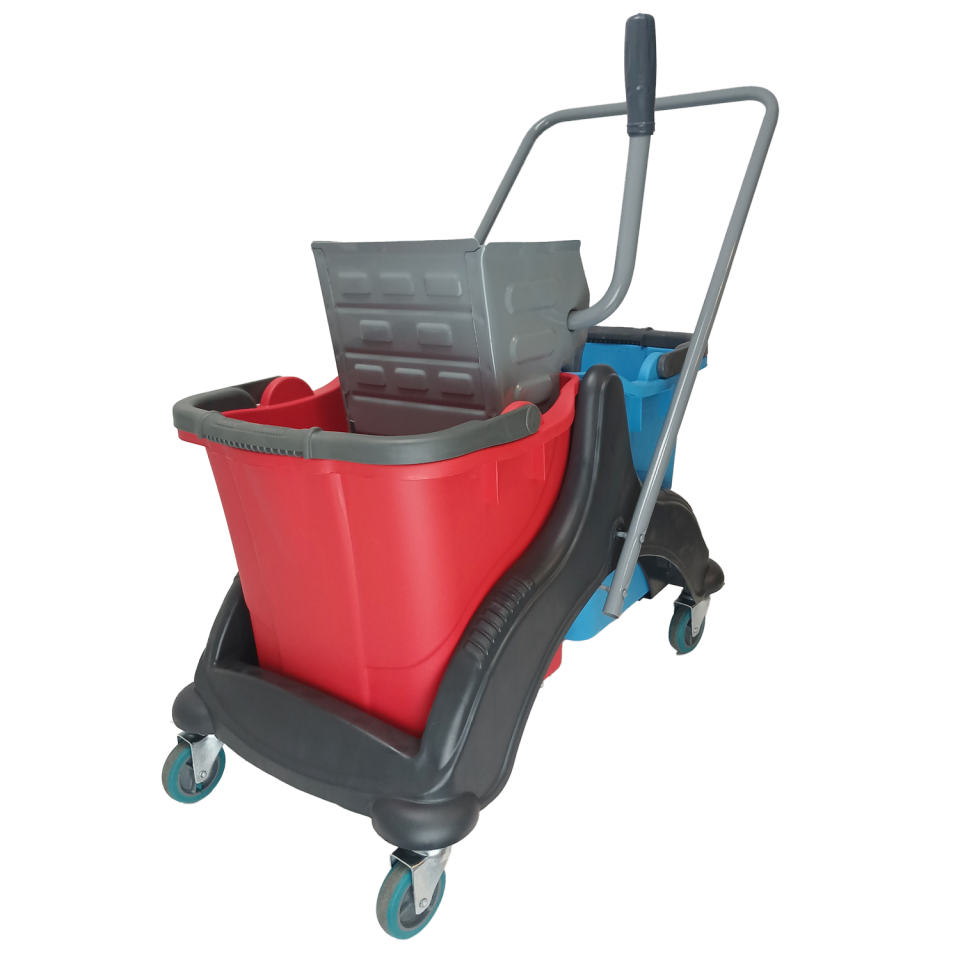 MİMOZA PLASTİK SET, METAL PRESLİ (MP791), MİMOZA KOVALI (SK800) SEPETSİZ, METAL TEKERLEKLİ 2x25 lt