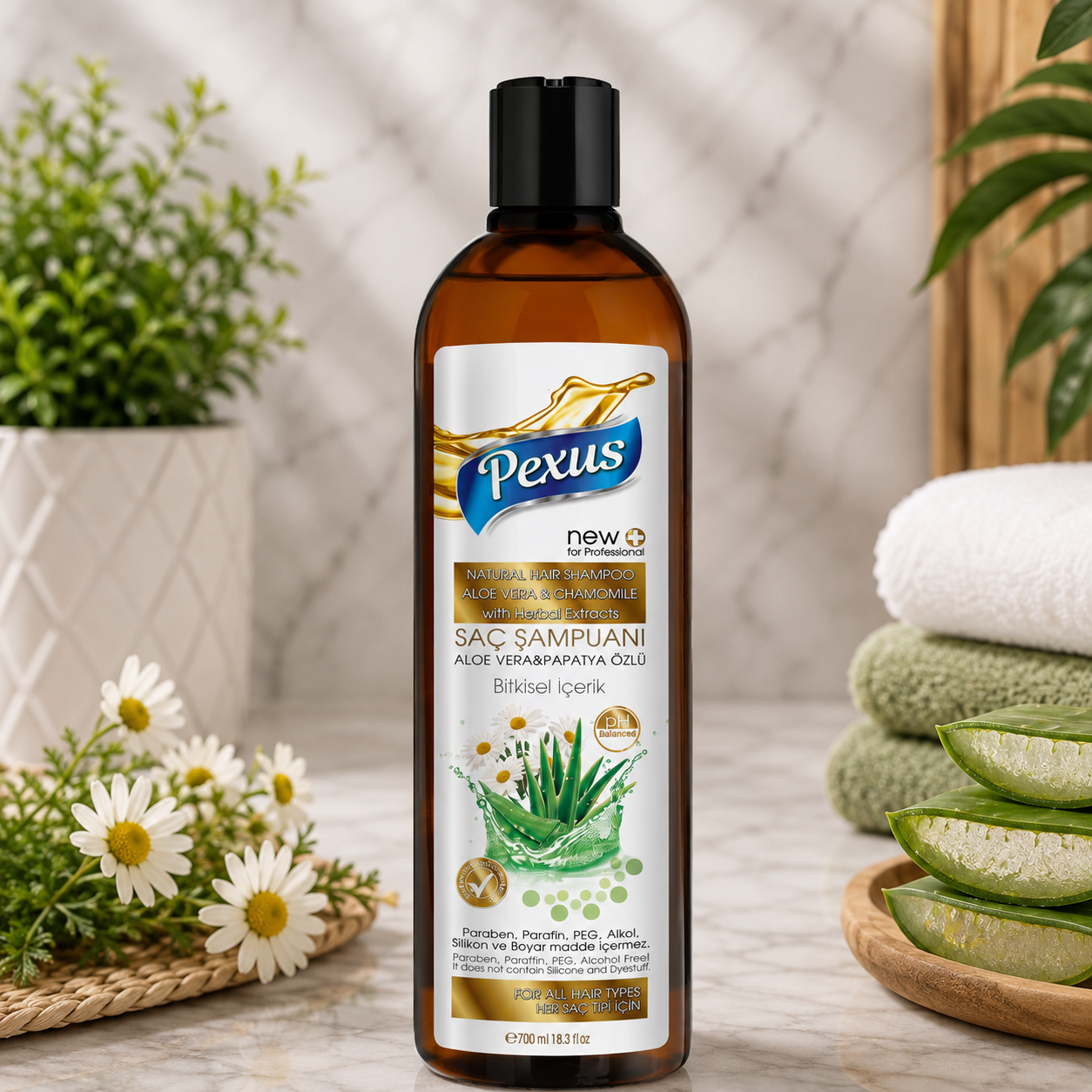 Pexus Şampuan Aloe Vera ve Papatya 700 Ml 12 Adet