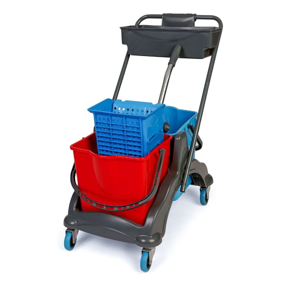 Karizma Plastik Set Temizlik Arabası Karizma Plastik Presli Karizma Kovalı Set Üst Sepeti Bilyalı Metal Tekerlekli 2X18 Lt
