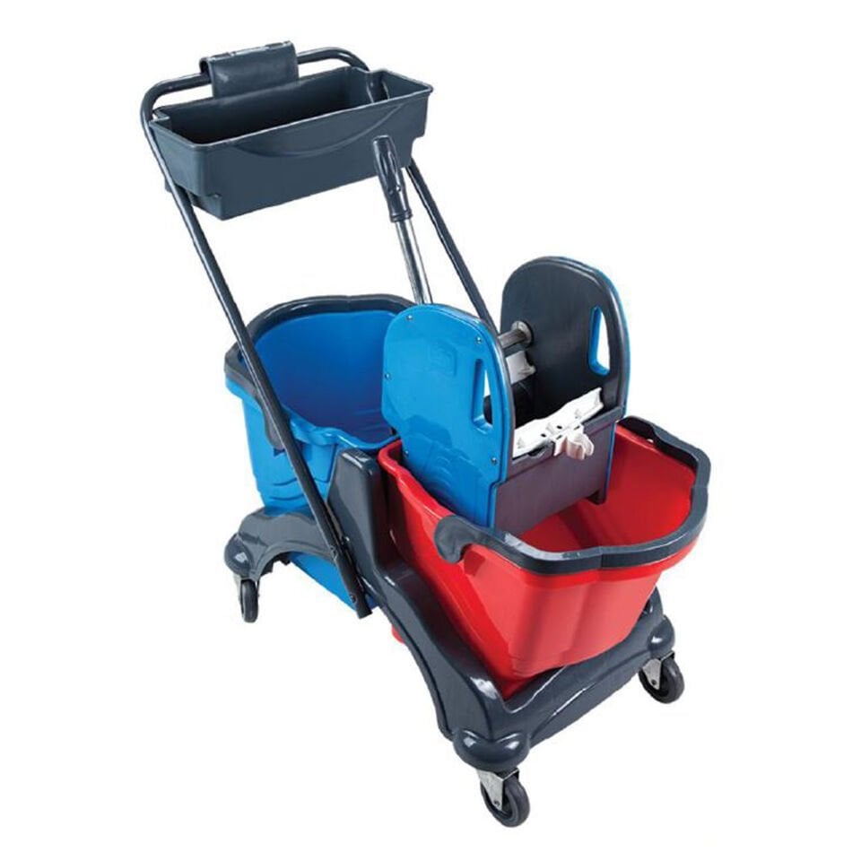 Karizma Plastik Set Temizlik Arabası Mimoza Presli Metal Tekerlekli 2X18 Lt