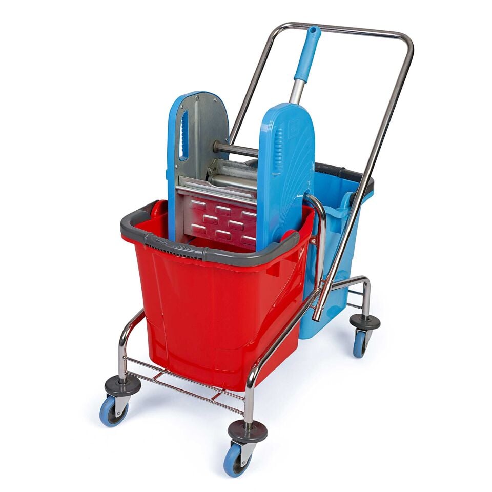 Krom Taşıyıcı Rındo Metal Presli Mimoza Kovalı Sepetsiz Bilyalı Metal Tekerlekli 2X25 Lt