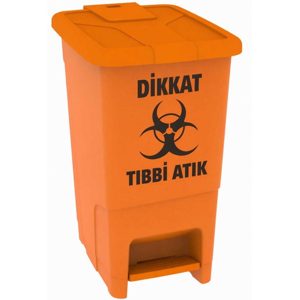 Slım Çöp Kovası 30 Lt. Turuncu Tıbbi Atık