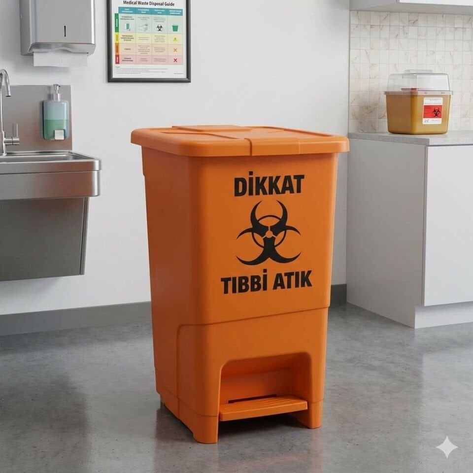 Slım Çöp Kovası 30 Lt. Turuncu Tıbbi Atık