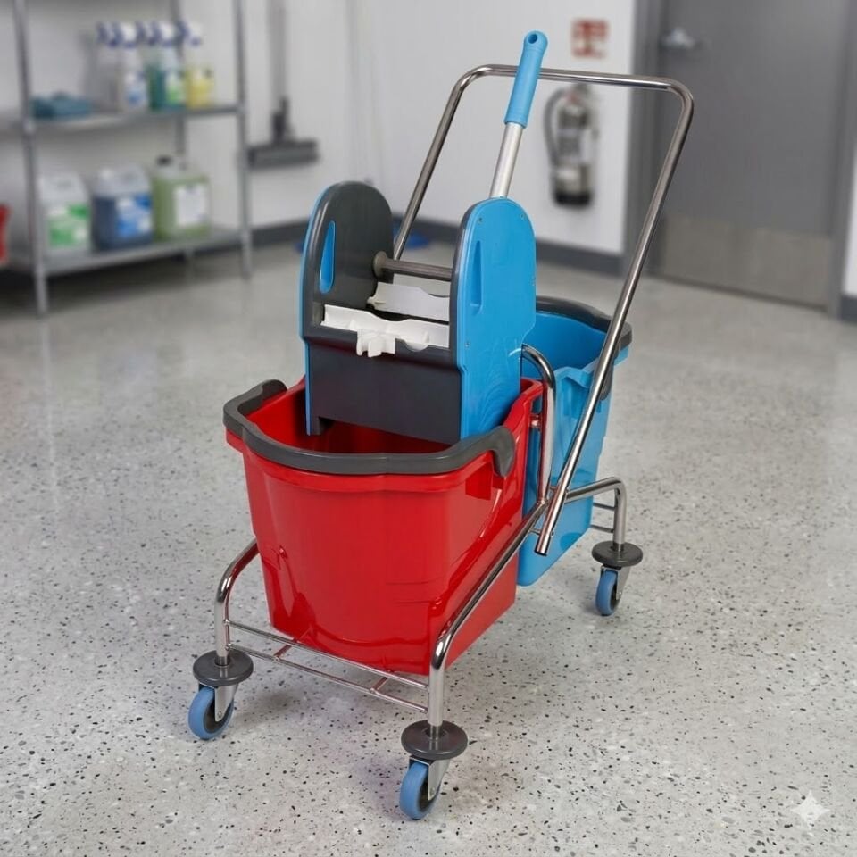 Krom Taşıyıcı Araba Mımoza Plastik Pres Herkül Kovalı Sepetsiz Bilyalı Metal Tekerlekli 2X18 Lt