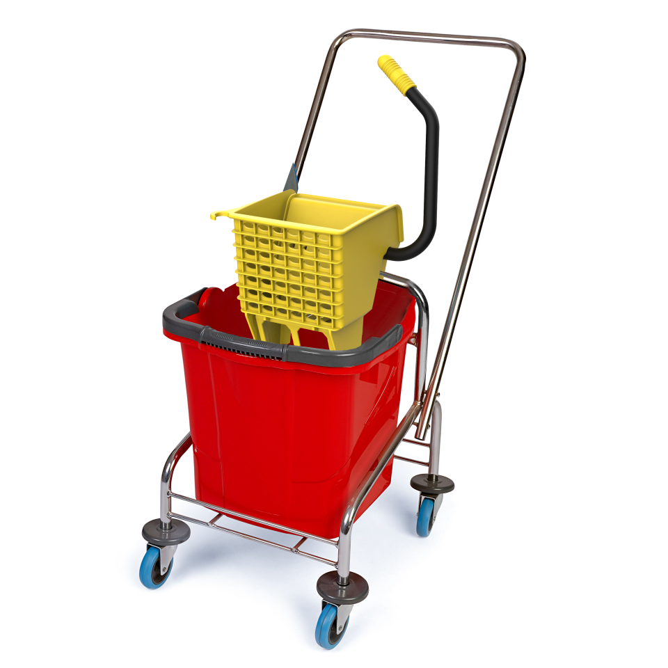 Krom Taşıyıcı , Enjoy Plastik Presli (Utp792), Mimoza Kovalı (Sk800) Sepetsiz, Bilyalı Metal Tekerlekli 1X25 Lt