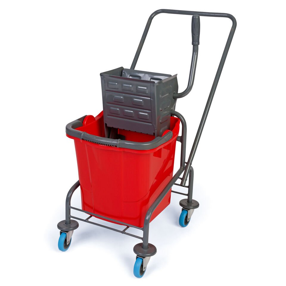 Tek Kovalı Temizlik Seti (Metal Boyalı, Metal Presli) Bilyalı Metal Tekerlekli 1X25 Lt