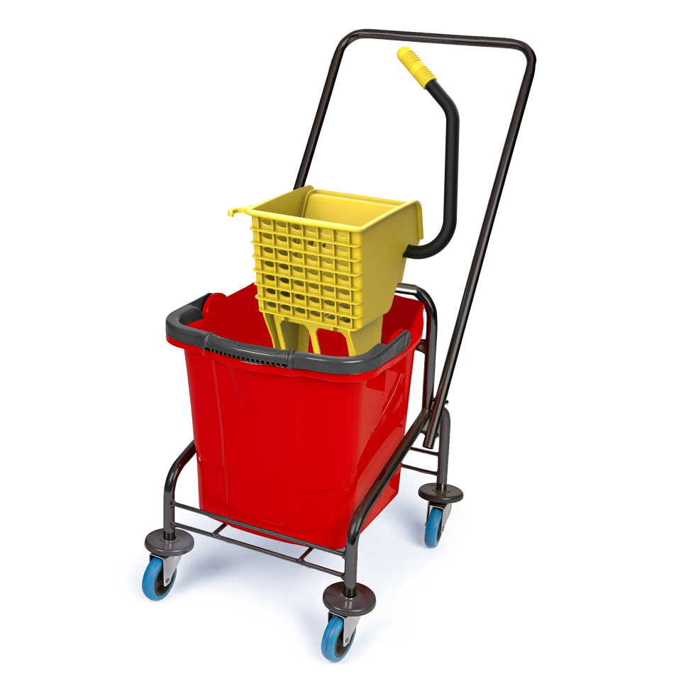 Metal Boyalı Taşıyıcı , Enjoy Plastik Presli (Utp792), Mimoza Kovalı (Sk800) Sepetsiz, Bilyalı Metal Tekerlekli 1X25 Lt