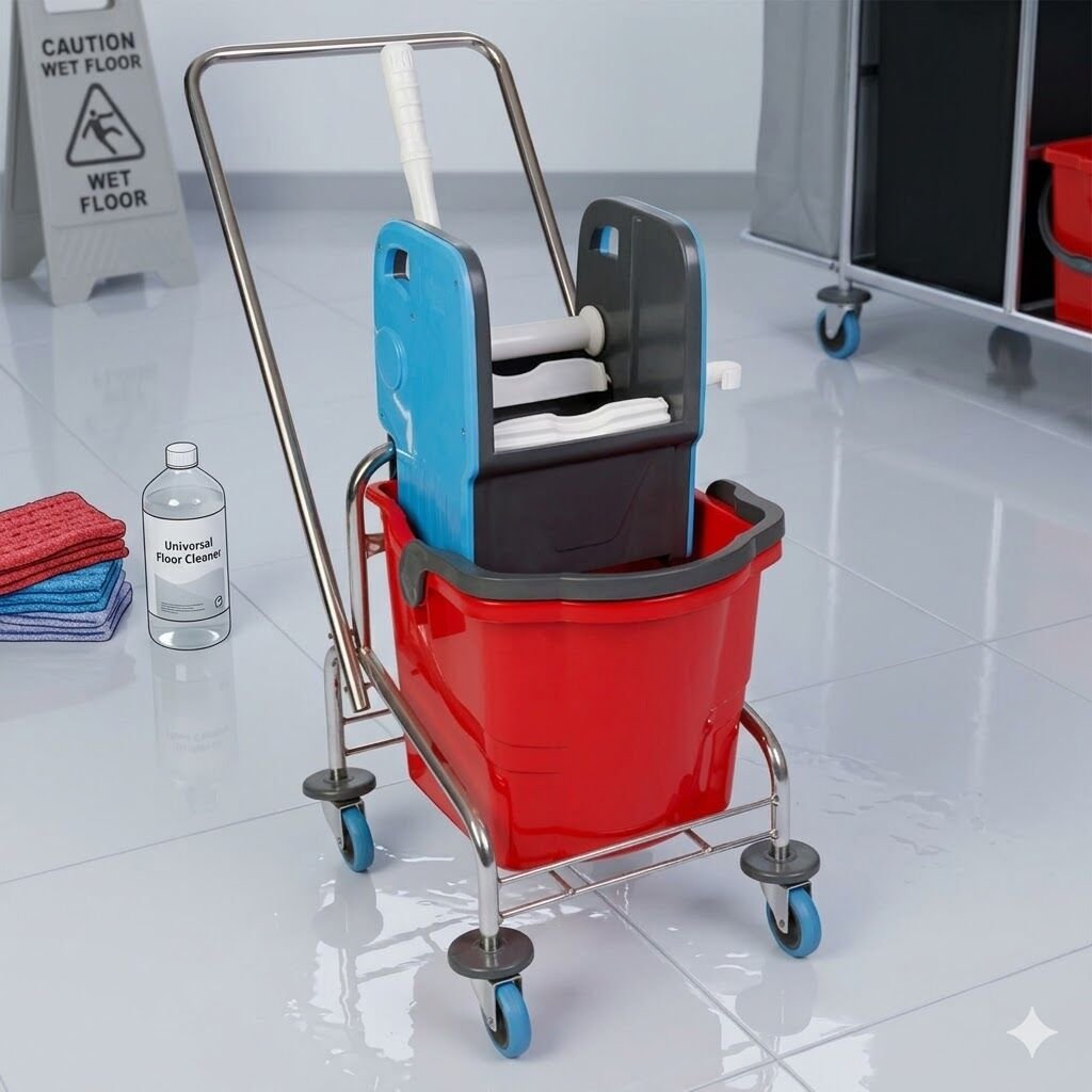 Krom Taşıyıcı, Herkül Plastik Pres (Hpp794), Herkül Kovalı (Hsk809), Sepetsiz, Bilyalı Metal Tekerlekli 1X18 Lt