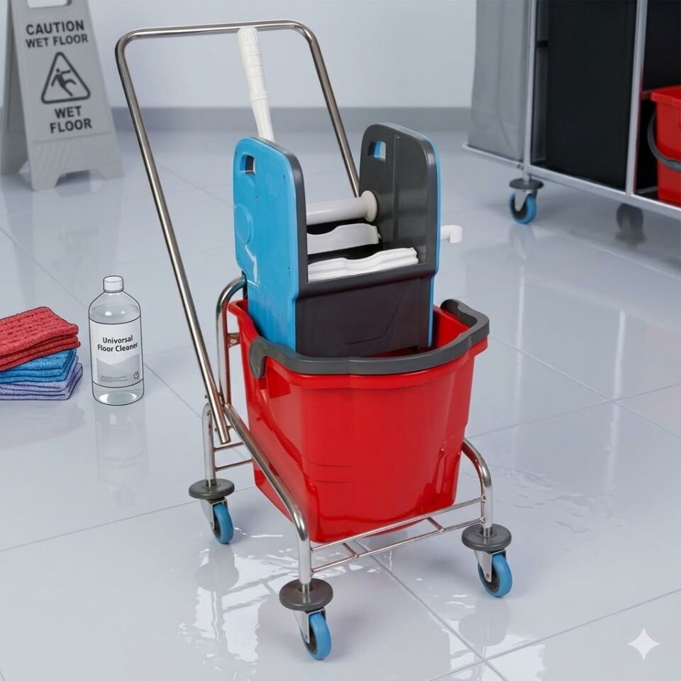 Krom Taşıyıcı, Herkül Plastik Pres (Hpp794), Herkül Kovalı (Hsk809), Sepetsiz, Bilyalı Metal Tekerlekli 1X18 Lt