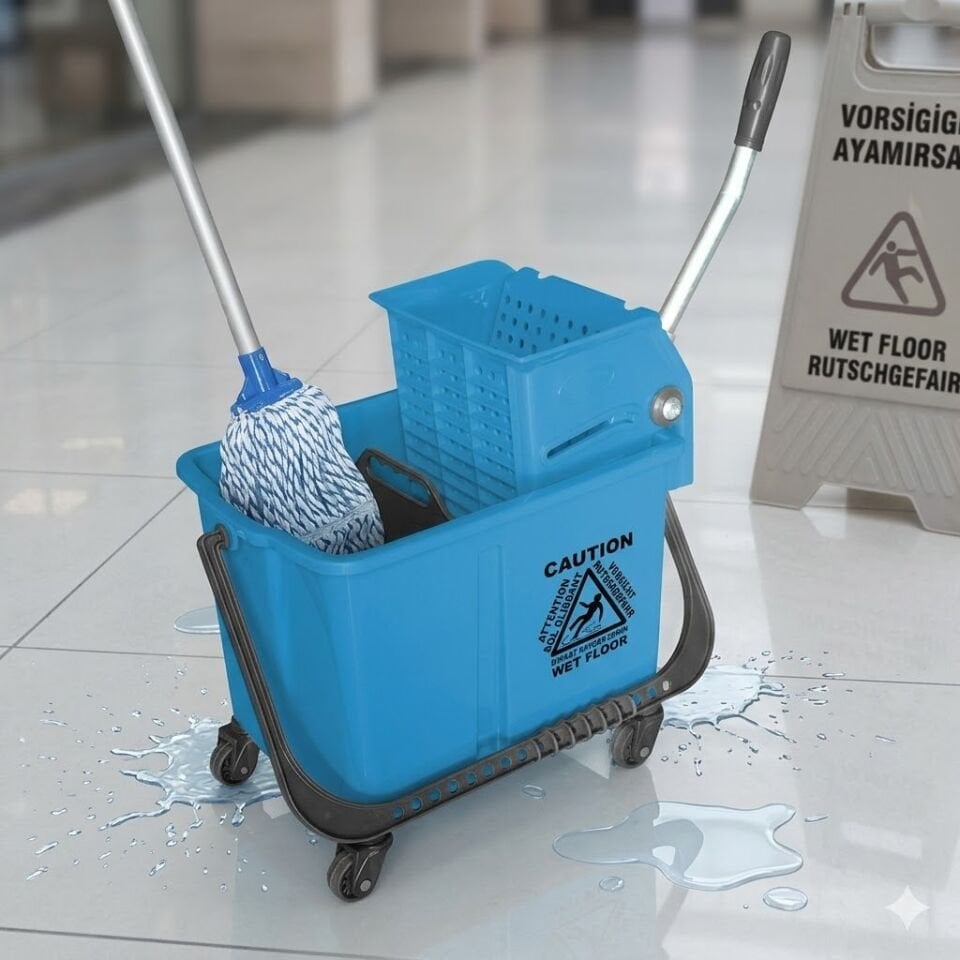 Beta Plastik Temizlik Seti, Karizma Plastik Pres , Plastik Tekerlekli (Ø50Mm) 20 Lt