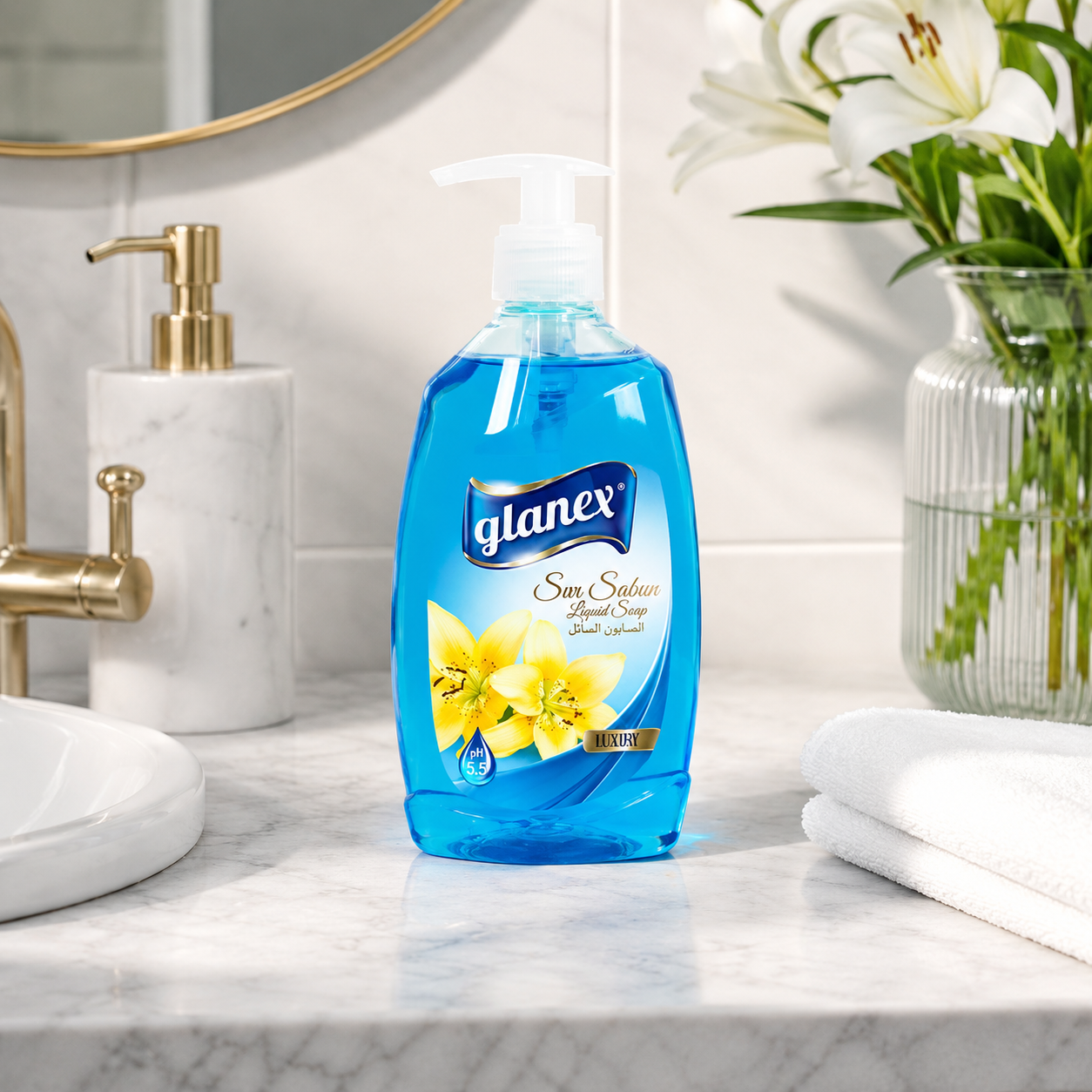 Glanex Sıvı El Sabunu Aquamarine (Mavi) 400 Gr 12 Adet