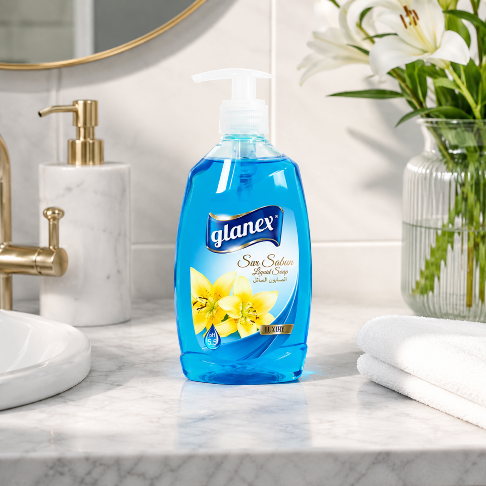 Glanex Sıvı El Sabunu Aquamarine (Mavi) 400 Gr 12 Adet